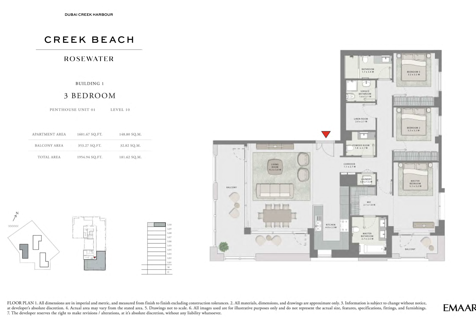 3 Bedroom Unit 1 -  Penthouse