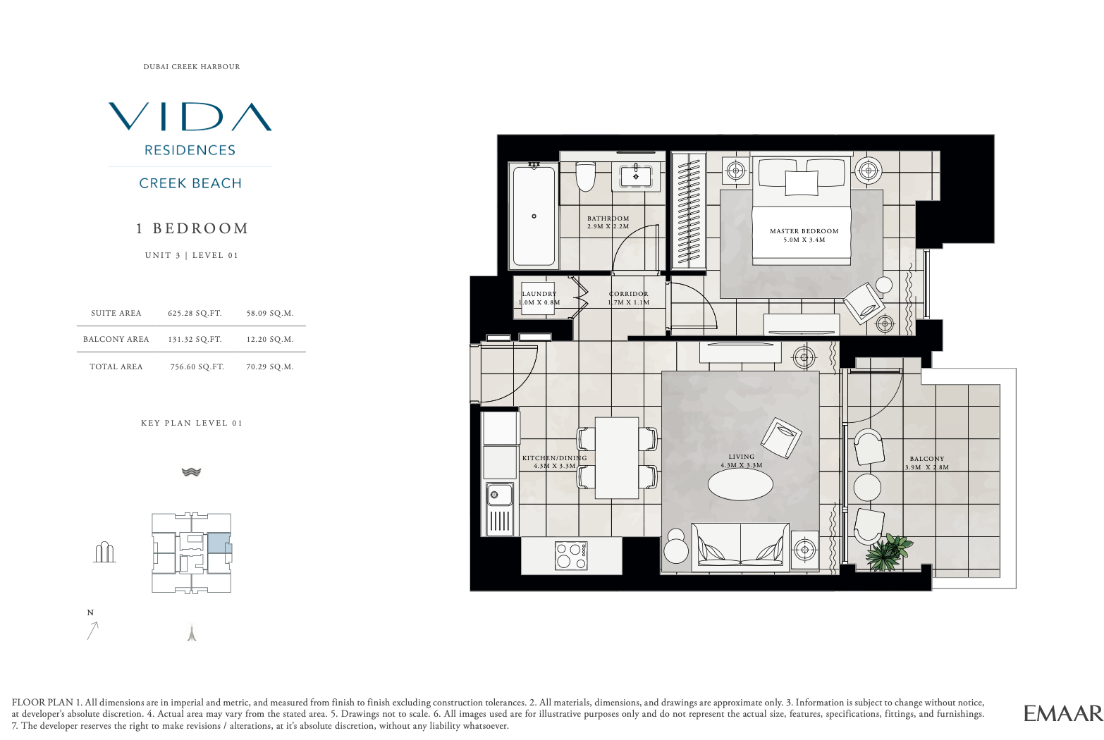 1 Bedroom Unit 3 - Level 1