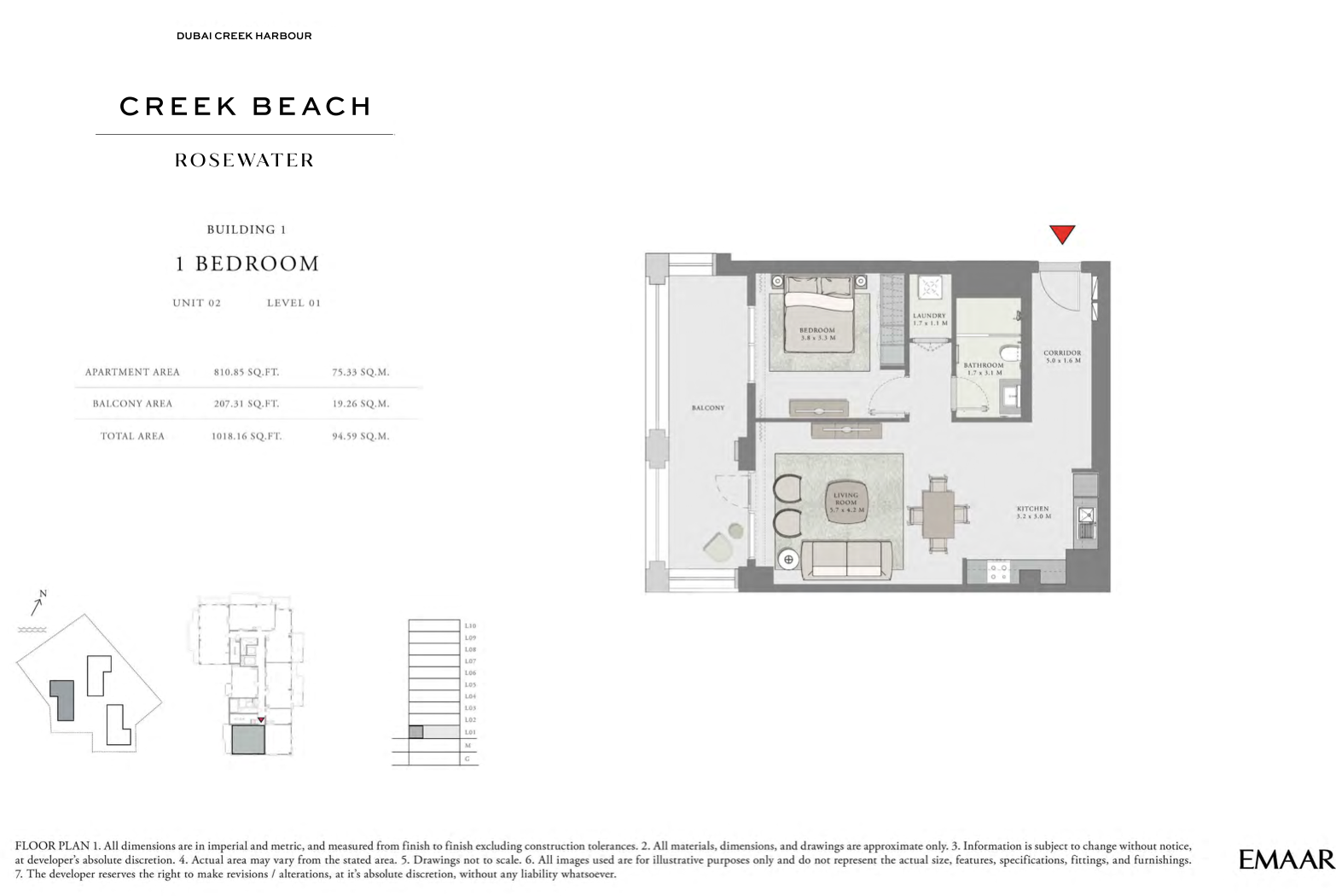 1 Bedroom Unit 1 -  Level 2