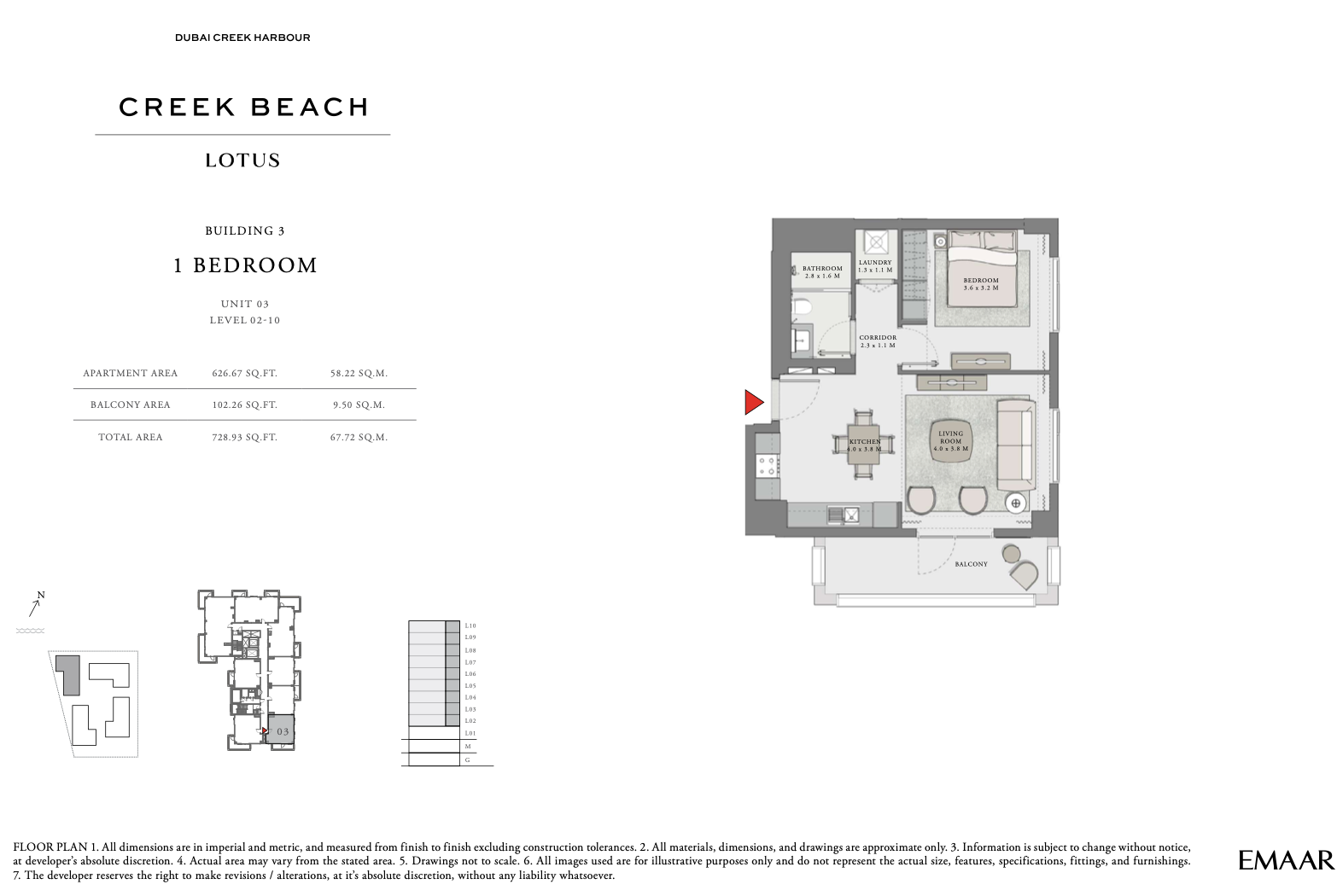 1 Bedroom Unit 3 - Level 2-10