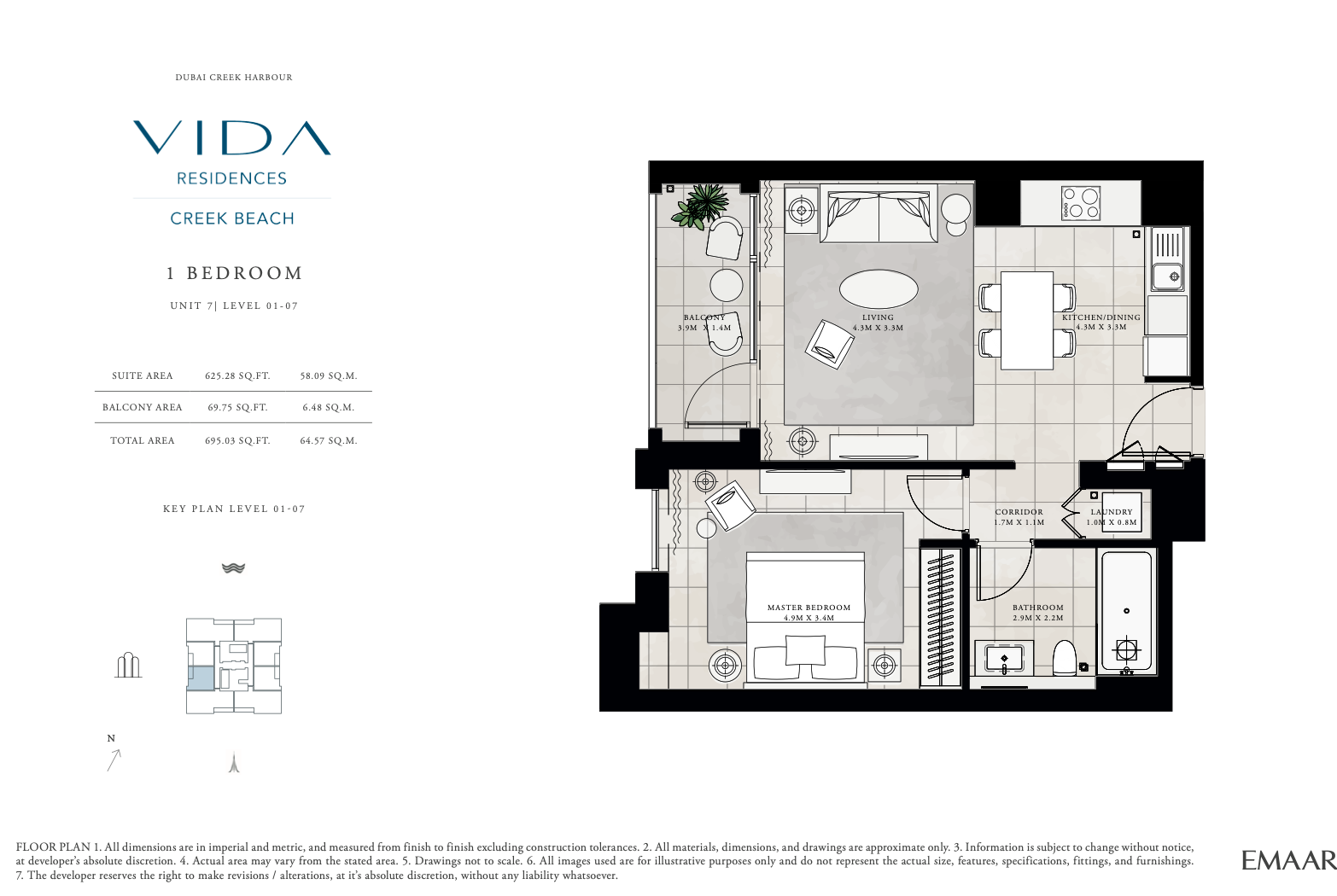 1 Bedroom Unit 7 - Level 1-7